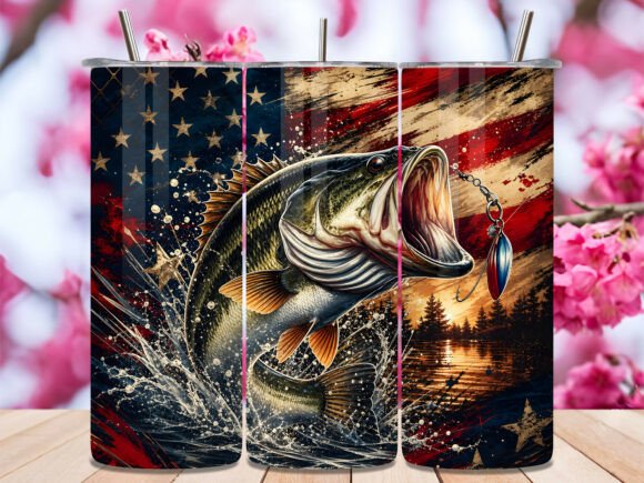 Download Patriotic US Flag Bass Fishing Tumbler - Fishing tumbler Collection