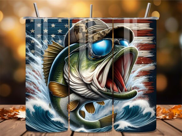 Download Cool American Flag Bass Fishing Tumbler - Fishing tumbler Collection