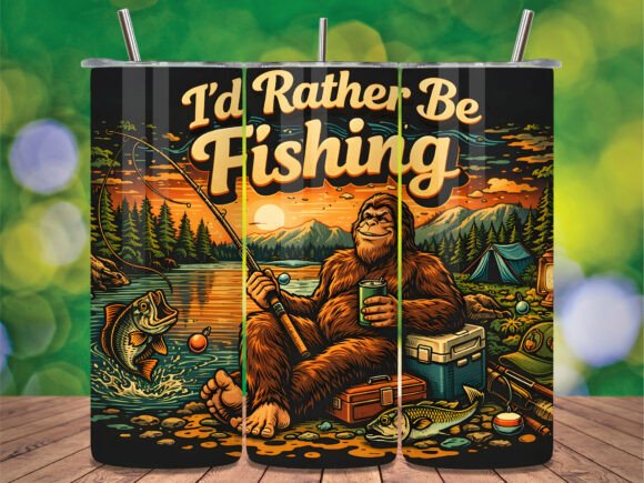 Download Bigfoo I'd Rather Be Fishing Tumbler - Fishing tumbler Collection