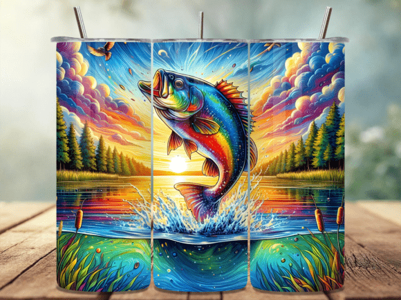 Download Vibrant Trout Fishing Tumbler Wrap PNG - Fishing tumbler Collection